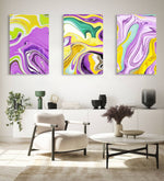 Purple Illusory Forms Set of 3 Prints Modern Wall Art Modern Artwork