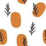 Dark Beige Spots with Botanical Plants Wallpaper