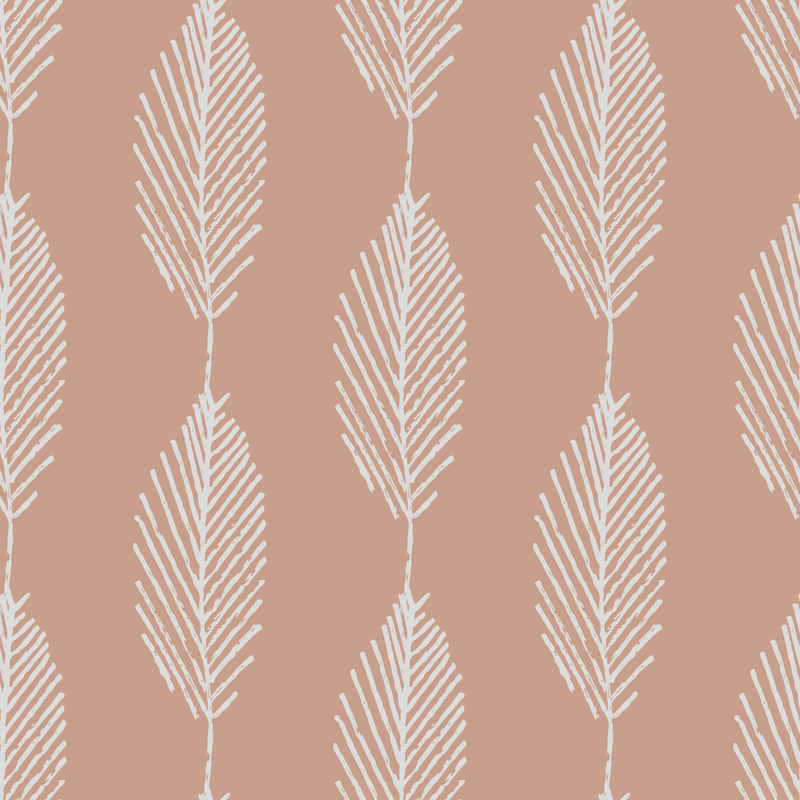 Beige Wallpaper with Leaves Contour