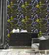 Contemporary Blue Flowers Wallpaper