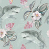 Sharks and Flowers Wallpaper