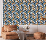 Blue and Orange Leaves Wallpaper