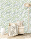 Voguish Hand Drawn Green Leaves Wallpaper Fashionable