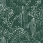 Green Wallpaper with Leaves Pattern