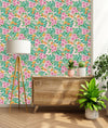 Monstera with Flowers Wallpaper