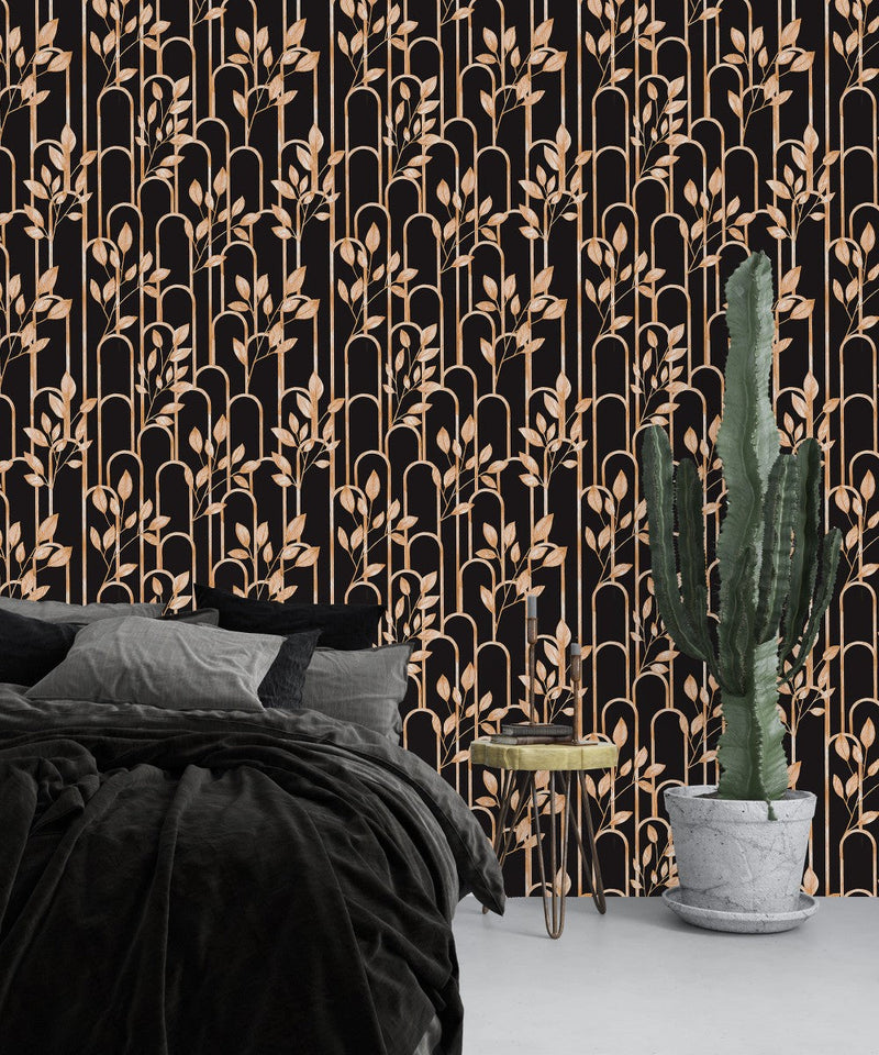 Dark Wallpaper with Dried Leaves