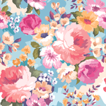 Blue Wallpaper with Flowers Pattern