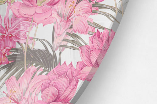 Pink Floral Printed Transparent Acrylic Circle