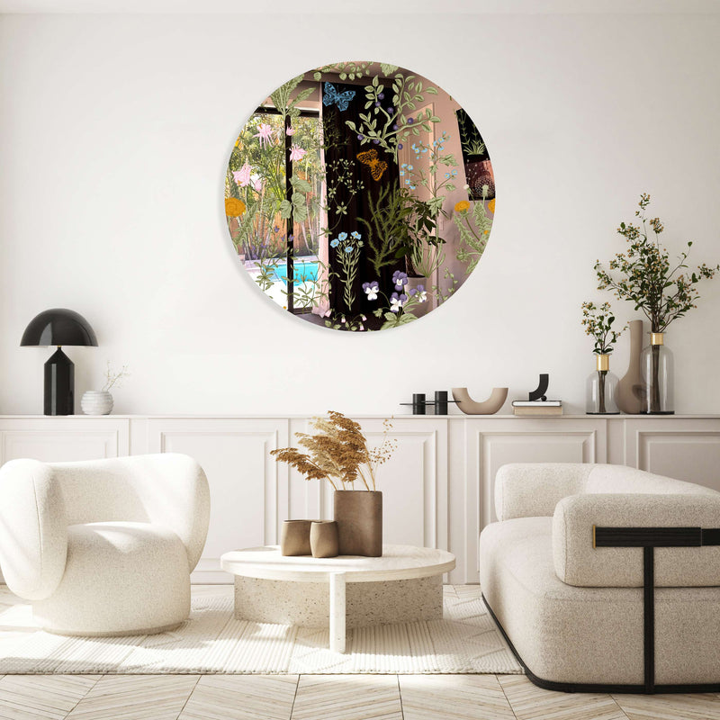 Herbs and Wild Flowers Printed Mirror Acrylic Circles