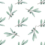 White Wallpaper with Berries and Leaves