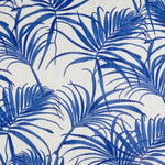 Gathered Bedskirt in Karoo Commodore Blue Watercolor Tropical Foliage