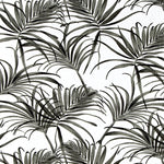 Gathered Bedskirt in Karoo Raven Black Watercolor Tropical Foliage