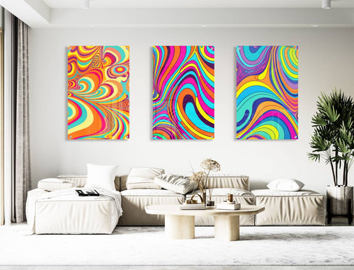 Brightly Colors Set of 3 Prints Modern Wall Art Modern Artwork