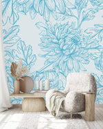 Blue Peony Flowers Wallpaper
