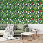 Palm Leaves with Parrots Wallpaper