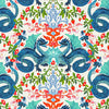 Shower Curtain in Kismet Cloud Kissing Dragon Oriental Toile, Multicolor Chinoiserie