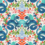 Shower Curtain in Kismet Cloud Kissing Dragon Oriental Toile, Multicolor Chinoiserie