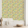 Contemporary Yellow Wallpaper with Wildflowers