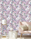 White Wallpaper with Apricot Tree