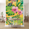Yellow Wallpaper with Exotic Flowers
