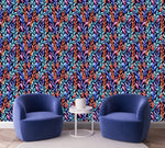 Fashionable Dark Wallpaper with Multicolored Leaves Smart