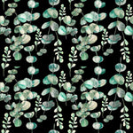 Green Leaves on Black Wallpaper