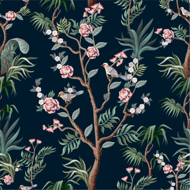 Stylish Birds and Sakura Wallpaper Fashionable