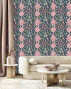 Pink Large Leaves Wallpaper