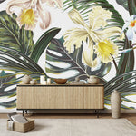 Exotic Beige Flowers Wallpaper