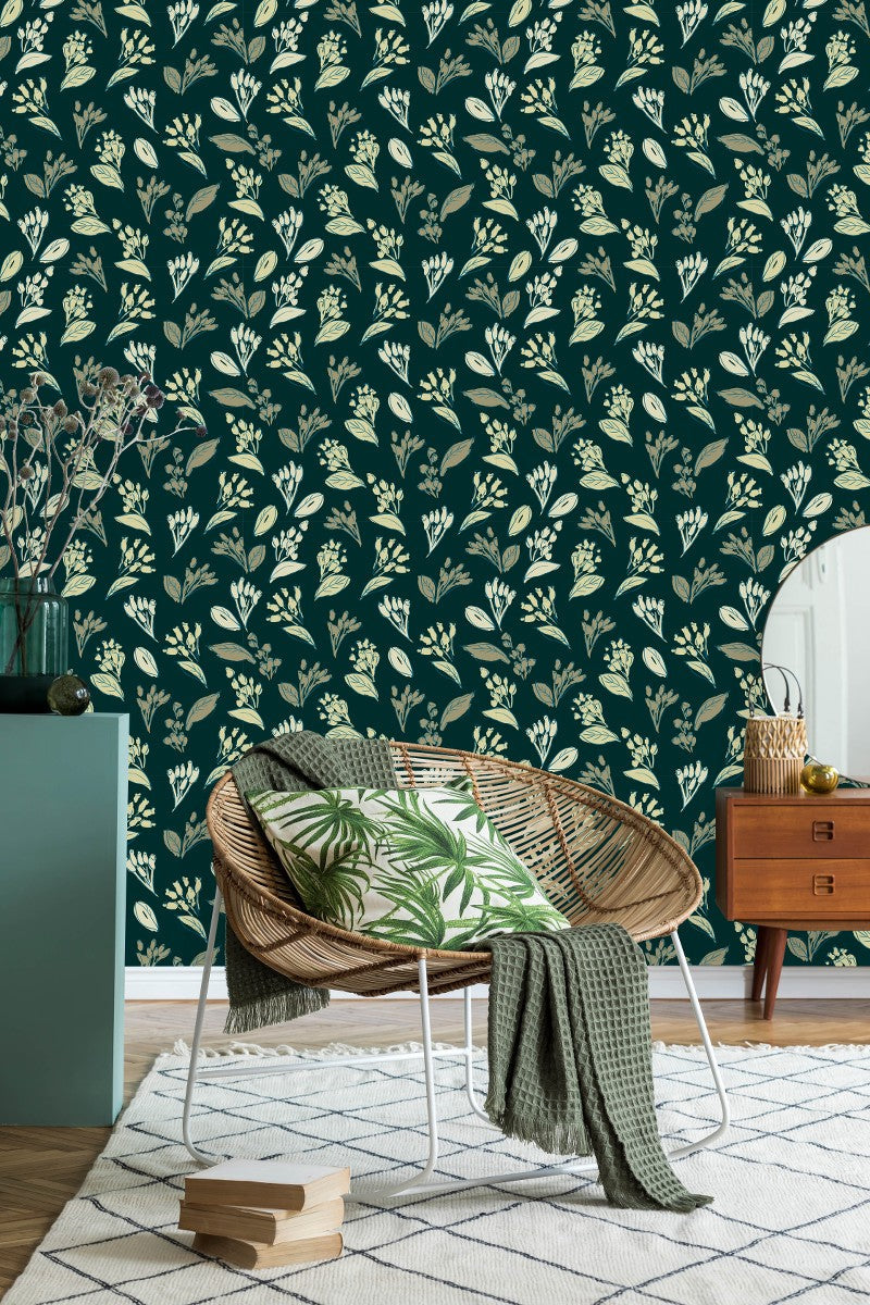 Modish Dark Green Wallpaper Tasteful
