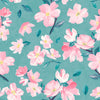 Blue Wallpaper with Pink Flowers