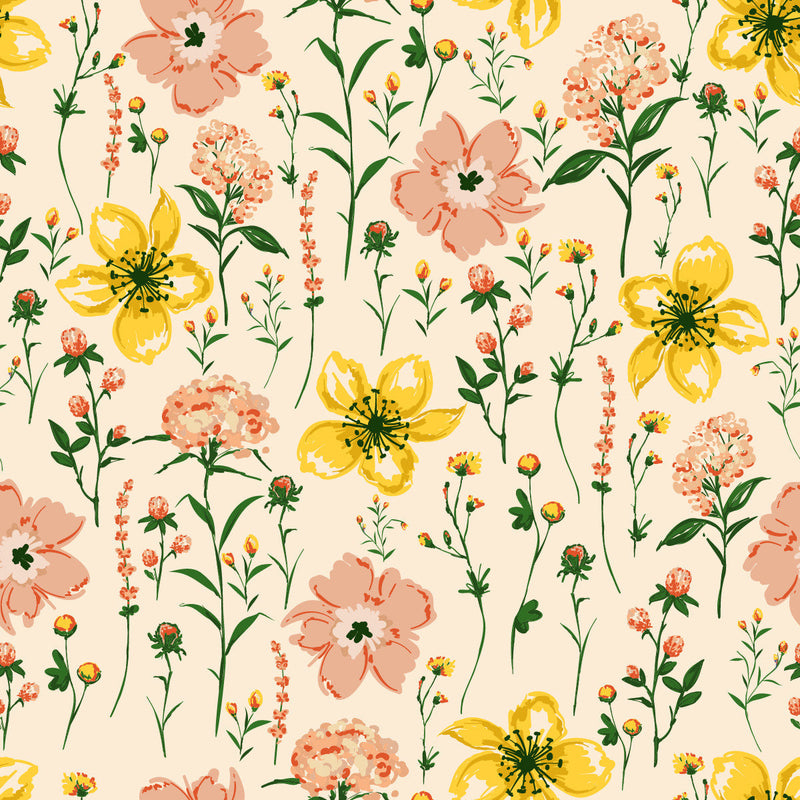 Beige Floral Wallpaper