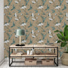 Dark Beige Wallpaper with Hummingbird