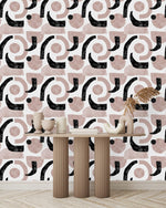 Beige and Black Shapes Wallpaper