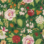 Brightly Flowers on Green Background Wallpaper