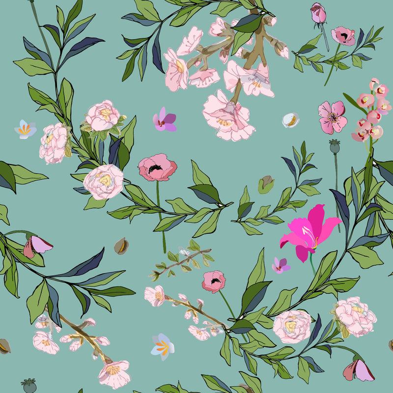 Contemporary Little Pink Flowers Wallpaper Chic
