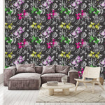 Brightly Blobs on Floral Wallpaper