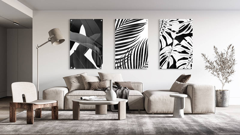 Palm Leaves Set of 3 Prints Modern Wall Art Modern Artwork