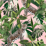 Pink Wallpaper with Leopards