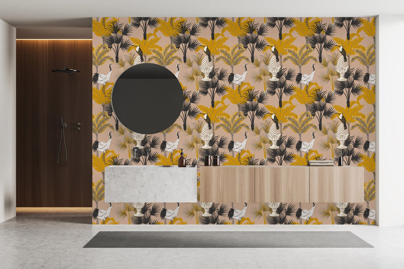 Beige Exotic Wallpaper