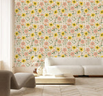 Beige Floral Wallpaper
