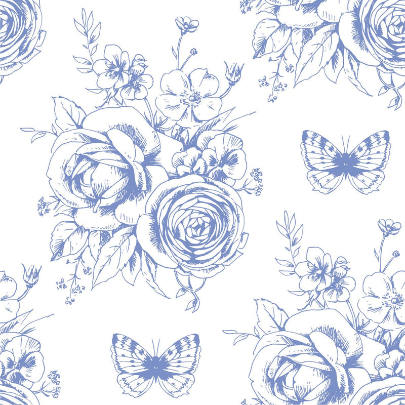Modish Blue Flowers Wallpaper Fashionable