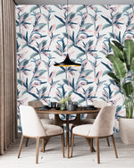 Voguish Blue and Pink Leaves Wallpaper Vogue