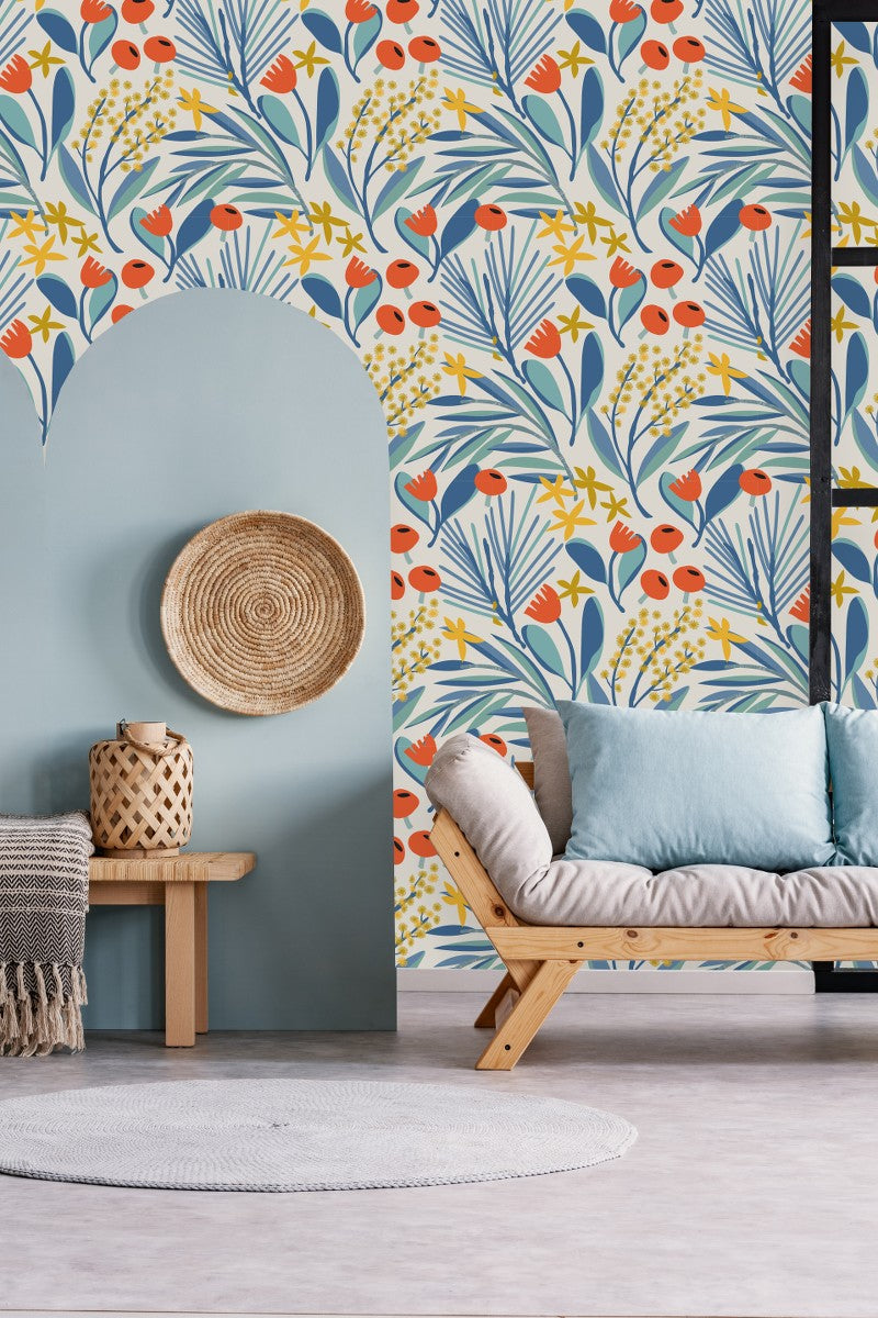 Stylish Orange Flowers Wallpaper Vogue