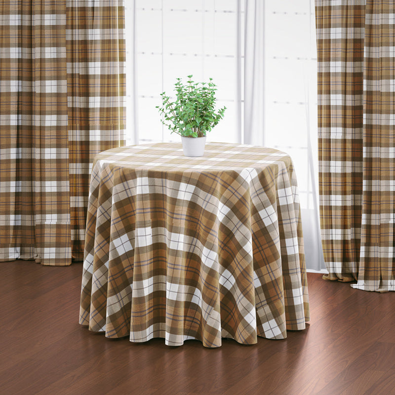Round Tablecloth in Leland Golden Tartan Plaid