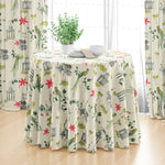 Round Tablecloth in Let It Crane Avocado Oriental Toile, Multicolor Chinoiserie