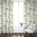 Rod Pocket Curtain Panels Pair in Let It Crane Avocado Oriental Toile, Multicolor Chinoiserie