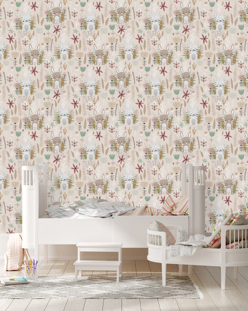 Hares on the Meadow Wallpaper