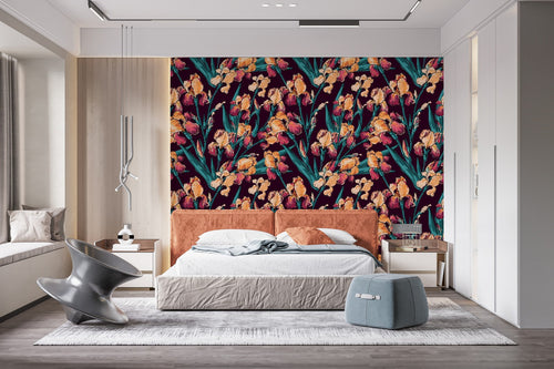 Irises on Dark Wallpaper