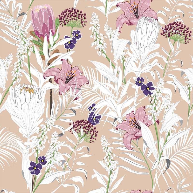 Attractive Beige Floral Wallpaper Fashionable